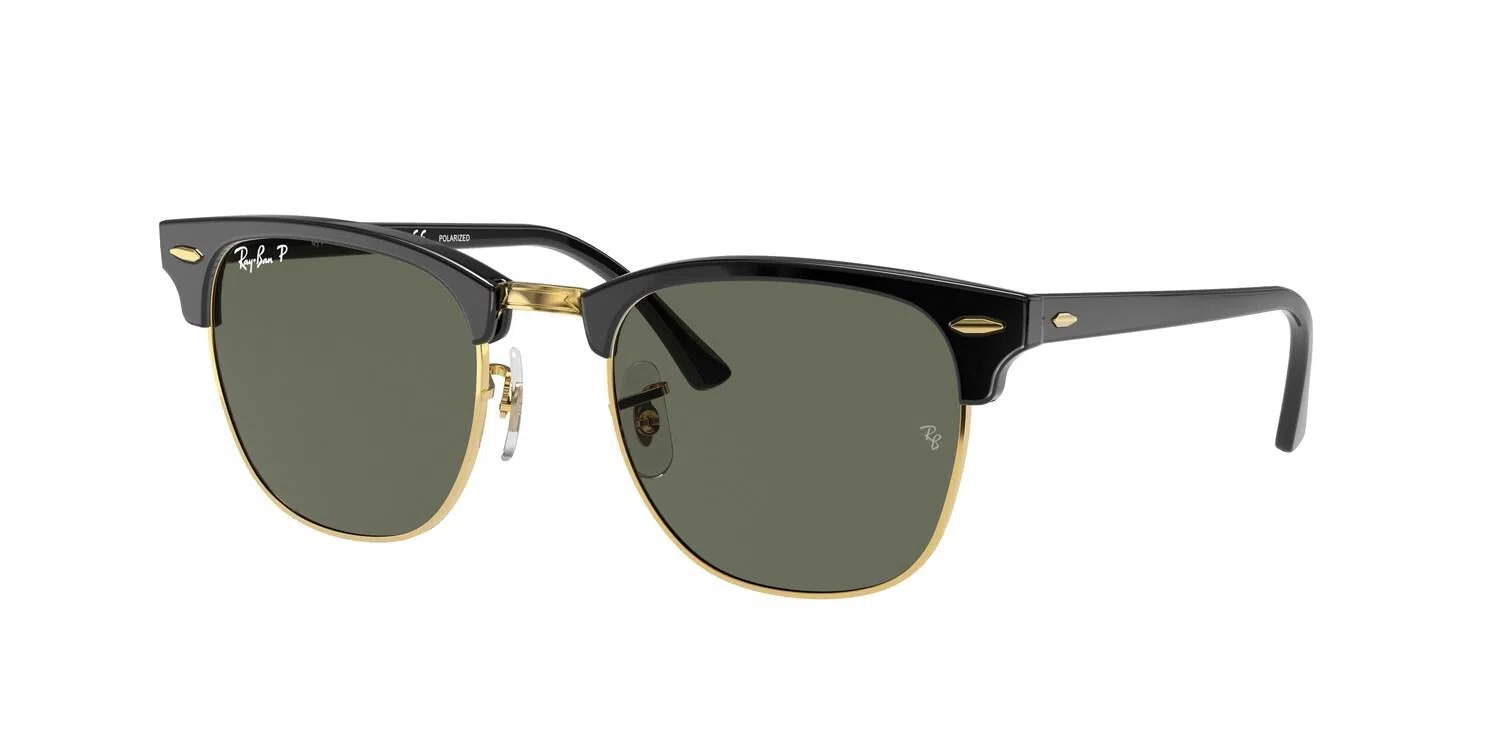 Ray-Ban Clubmaster 0RB3016 Sunglasses - Grey On Black - view 3